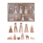 Wood Finish Resin Nativity, Boxed Set of 22, 1.5 - 5
