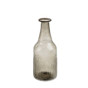 Recycled Glass Bottle Vase, Smoke with a slender neck and textured base, perfect for adding subtle decor charm to any kitchen or dining space from Knotty and Board.
