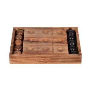 Tic-Tac-Toe with Orbs, Brown, 12 in. wooden game set featuring smooth orbs in two tones, perfect for stylish decor and entertaining in any room with Knotty and Board craftsmanship.