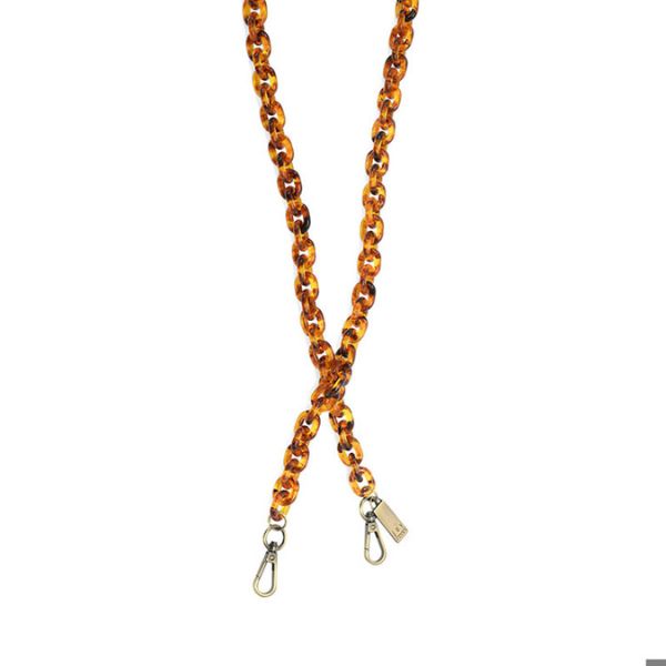 Cable Chain Strap, Faux Tortoise Shell featuring a stylish tortoise shell pattern with metal clasps, perfect for adding unique decor or as a thoughtful gift from Knotty and Board.