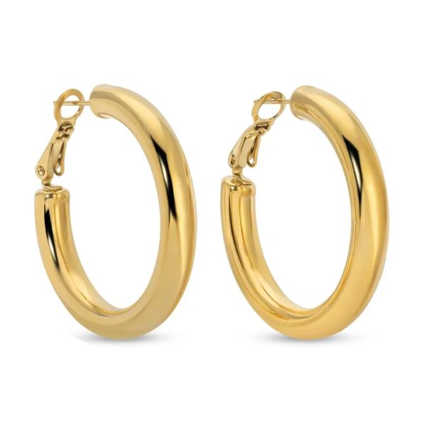 Latchback Hoops, Gold, Water-Resistant