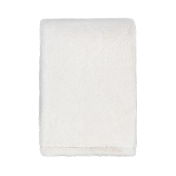 Taiga Faux Fur Throw, Ivory, 50 X 70 in. displayed folded, showcasing soft and cozy texture perfect for home decor, gifts, and adding warmth to any room with Knotty and Board.