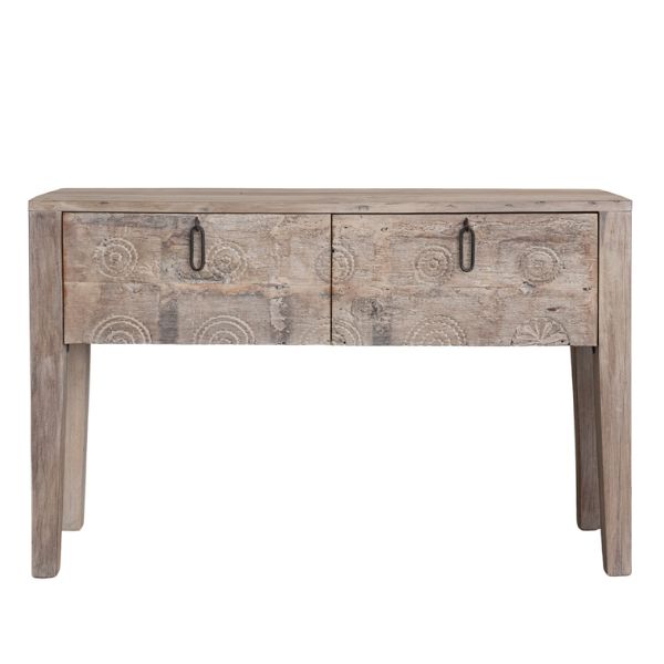 Reclaimed Wood Console Table with 2 Doors, 54 X 16 X 34