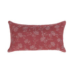 Rosecliff Pillow, Burgundy Red, 14 X 26 in. features a textured floral design on a deep red background, perfect for adding elegant decor to any living space with Knotty and Board. 1