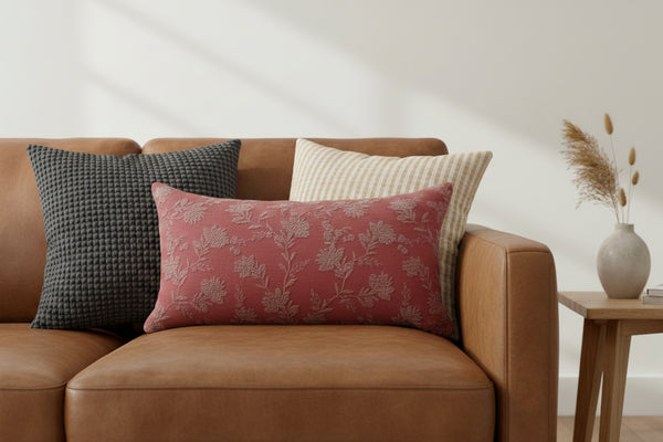Rosecliff Pillow, Burgundy Red, 14 X 26 in.