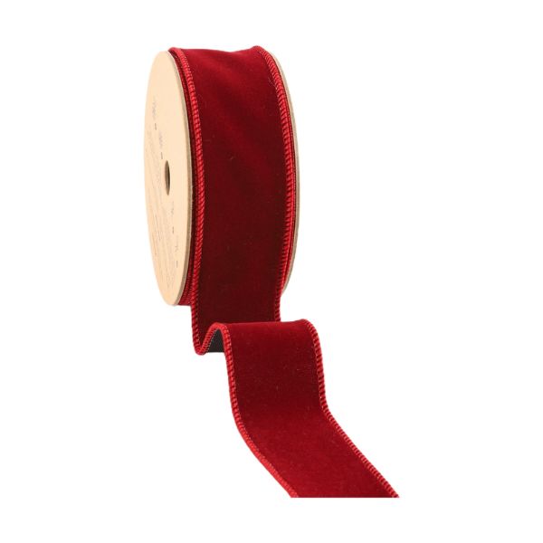 Wired 1.5 in. Double Sided Velvet Ribbon, Bordeaux, 10 yd.