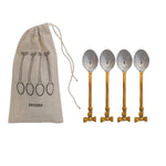 Coffee Spoons with Gold Finish, Set of 4 in Drawstring Bag 1