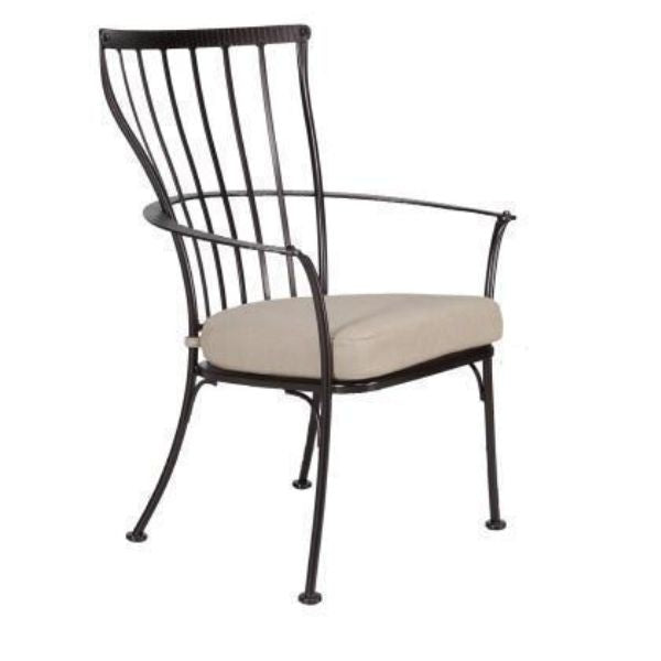 OW Lee, Monterra Dining Arm Chair with Back Cushion, Copper Creek Finish, Beckon Shell