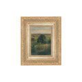 View of Sur Stefan, 7 X 9 in. featuring a classic landscape painting with trees and fields, framed in an ornate gold frame, perfect decor for dining or living spaces by Knotty and Board.
