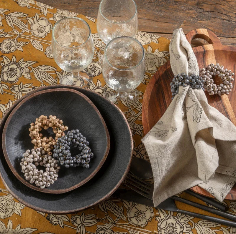 Beaded Berry Napkin Ring, Charcoal