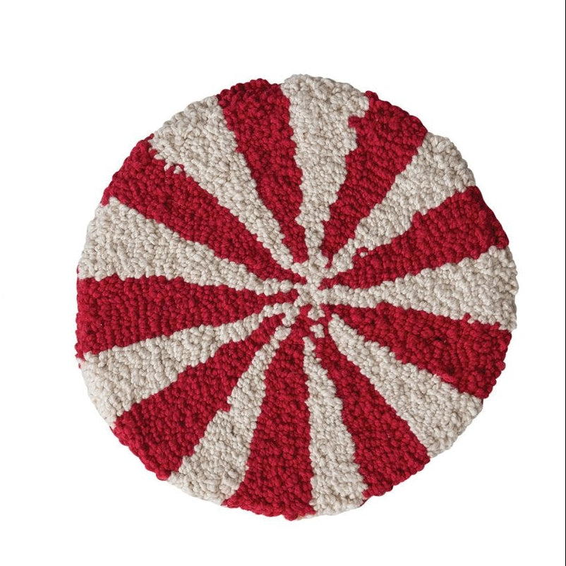 Cotton Tufted Candy Striped Trivet, Red, 8