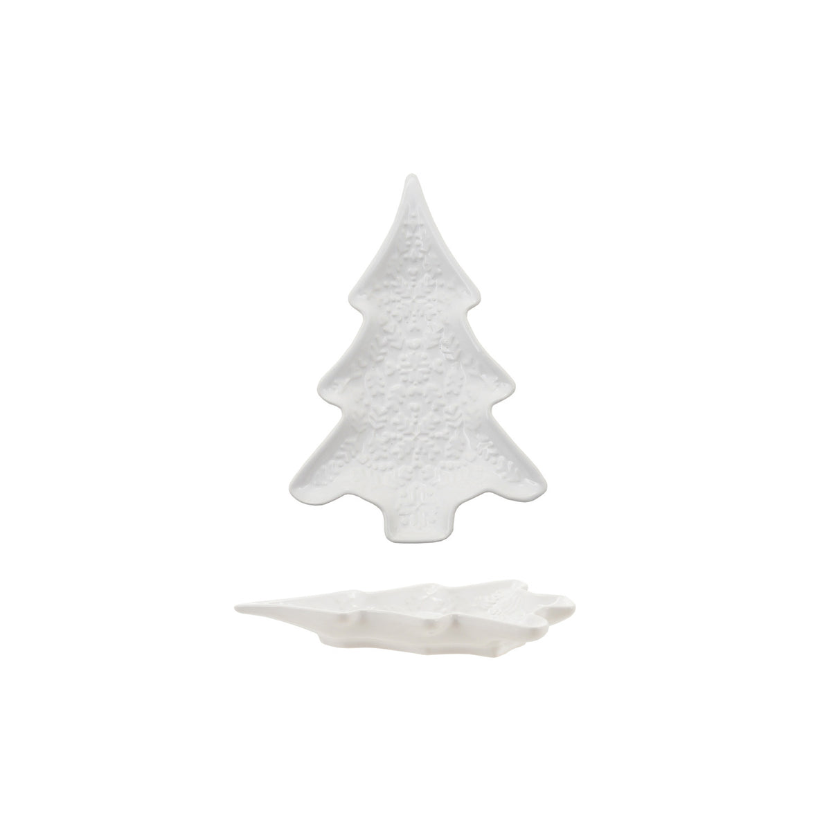 Tree Shaped Ceramic Dish, White, 6