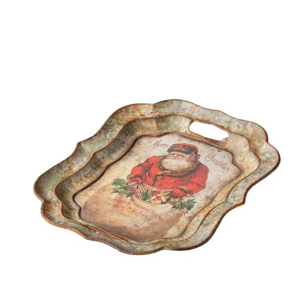 Vintage Santa with Bag Tray, 18.25 X 14.75 X 1.5 in.