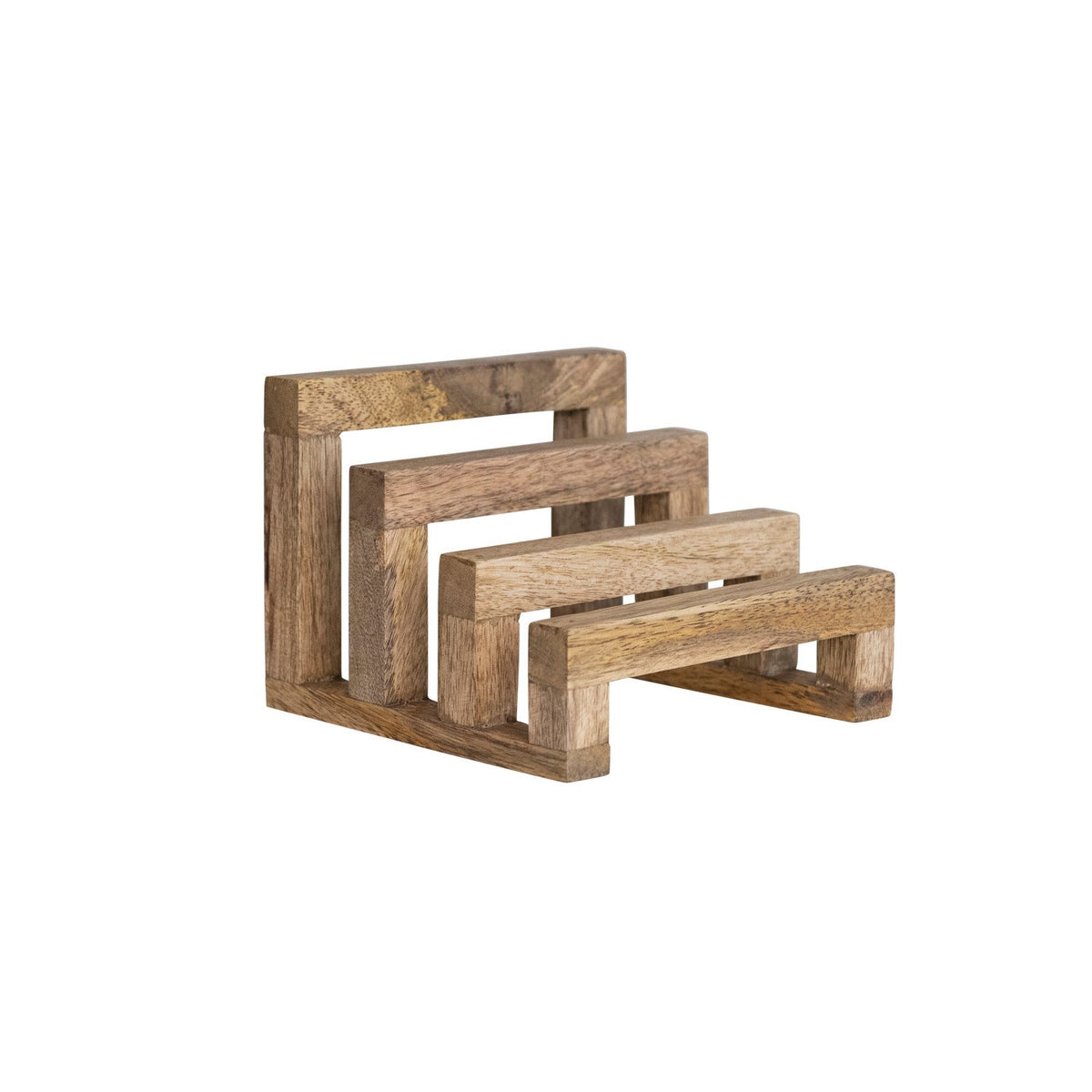 Mango Wood Stand with 3 Sections, 6
