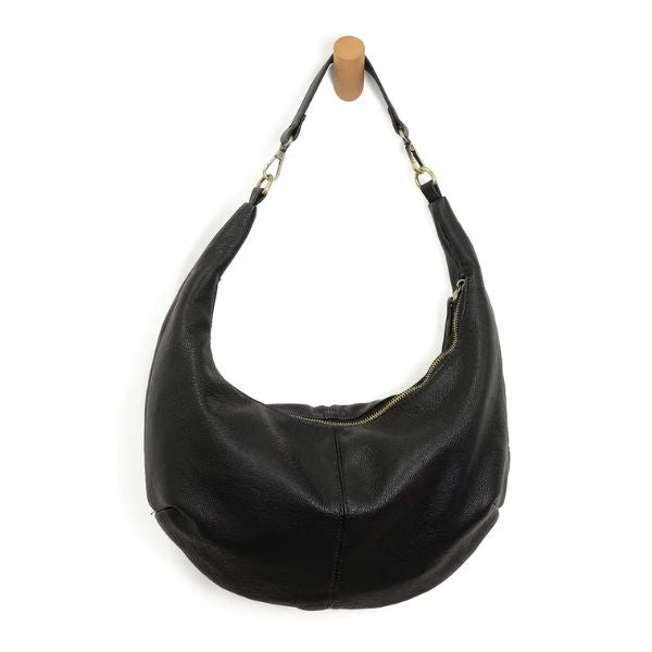 Rhea Slouchy Crescent Shoulder/ Crossbody Bag, Black