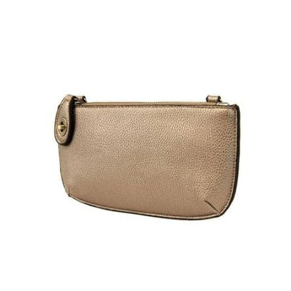 Mini Crossbody Wristlet Clutch, Metallic Light Bronze