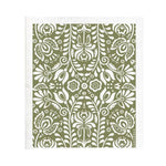 Swedish Dishcloth, Scandi Bloom, Olive Green 1