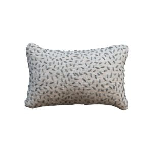 Hand-Embroidered Cotton Kantha Stitch Lumbar Pillow, Natural & Grey, featuring intricate stitching on a soft cotton fabric, perfect for adding elegant decor and cozy comfort to any room from Knotty and Board. Every Room Needs A Little Knotty and Board.