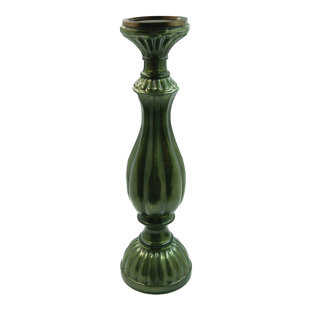 Mercury Glass Candle Holder, Green, Holds 3
