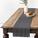 Stonewashed Linen Table Runner, Charcoal, 108 in. 2