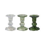 Glass Scalloped Candlesticks, set of 3, 3.75 in. 1