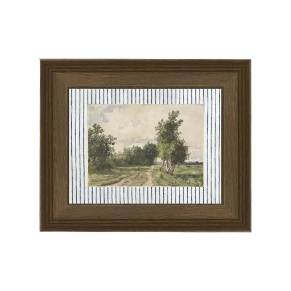 Provence Landscape Framed Antique Art, 10 X 8 in. featuring a rustic country pathway with trees under a cloudy sky, perfect decor for dining and kitchen spaces from Knotty and Board. Every Room Needs A Little Knotty and Board.