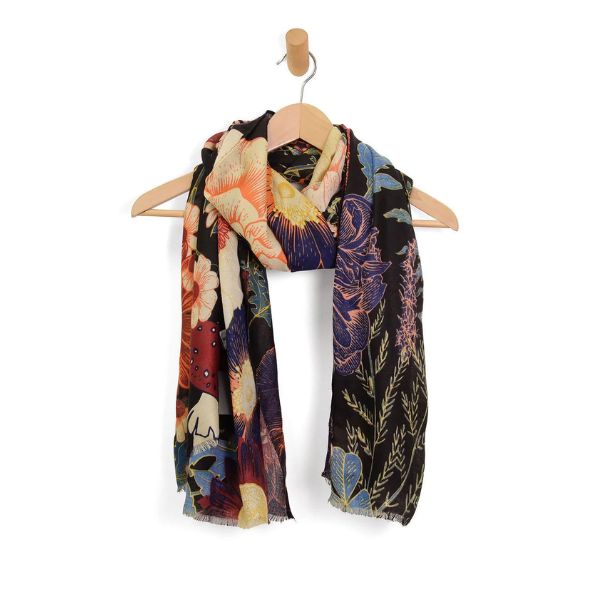 Black Floral Toadstool Scarf, 180 X 90 in.
