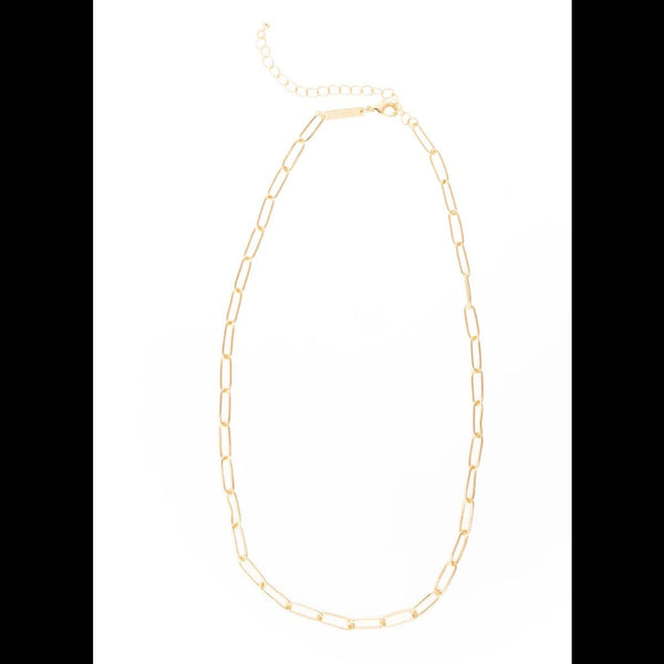 Charm Bar Necklace18k Gold Plated featuring a delicate gold plated chain with elongated links, perfect for adding a subtle touch of elegance to any outfit, from Knotty and Board. Every Room Needs A Little Knotty and Board.