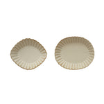 Two white stoneware dishes with scalloped edges, featuring the Stoneware Dish w/ Scalloped Edge, White, 5.5