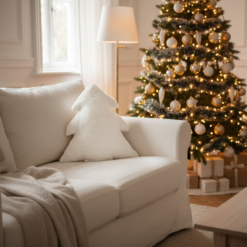 Tree Pillow, White, 18 in.