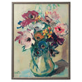 Framed Vintage Oil Painting, Black with Bead Frame, 8 X 10 showing colorful flowers in a vase, adding elegant decor and gift appeal for kitchen and dining spaces. Every Room Needs A Little Knotty and Board.