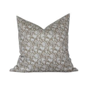 Meridan Floral Lumbar Pillow, Olive and Brown, 20 X 20 featuring a subtle floral pattern in earthy tones, perfect for adding cozy decor to any living space. Every Room Needs A Little Knotty and Board.
