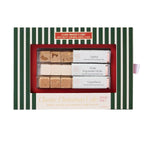 Teaspressa, Christmas Cafe Mixer Cube Trio, Eggnog & Peppermint in festive green striped box with three flavors of specialty drink mixer cubes for kitchen and entertaining gifts from Knotty and Board. 1