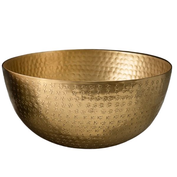 Hammered Aluminum Serving Bowl, Gold with textured surface, perfect for kitchen decor and entertaining, offered by Knotty and Board, every room needs a little Knotty and Board.