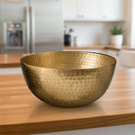 Hammered Aluminum Serving Bowl, Gold 2