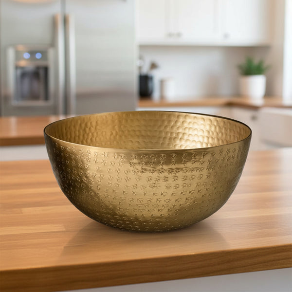 Hammered Aluminum Serving Bowl, Gold