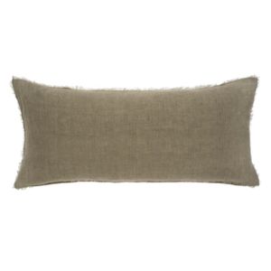 Lina Linen Pillow, Sand, 14 in. x 31 in. displayed on a white background, showcasing natural linen texture perfect for adding cozy decor accents from Knotty and Board.