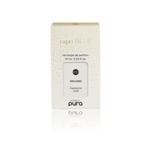 Capri Blue Volcano Pura Holiday Diffuser Refill, .33 oz, in elegant white and gold packaging, perfect for adding fragrance to home decor and gifts from Knotty and Board.