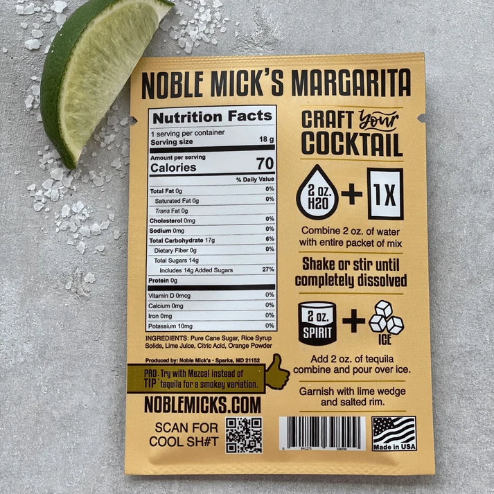 Noble Mick's Single Serve Craft Cocktail, Margarita