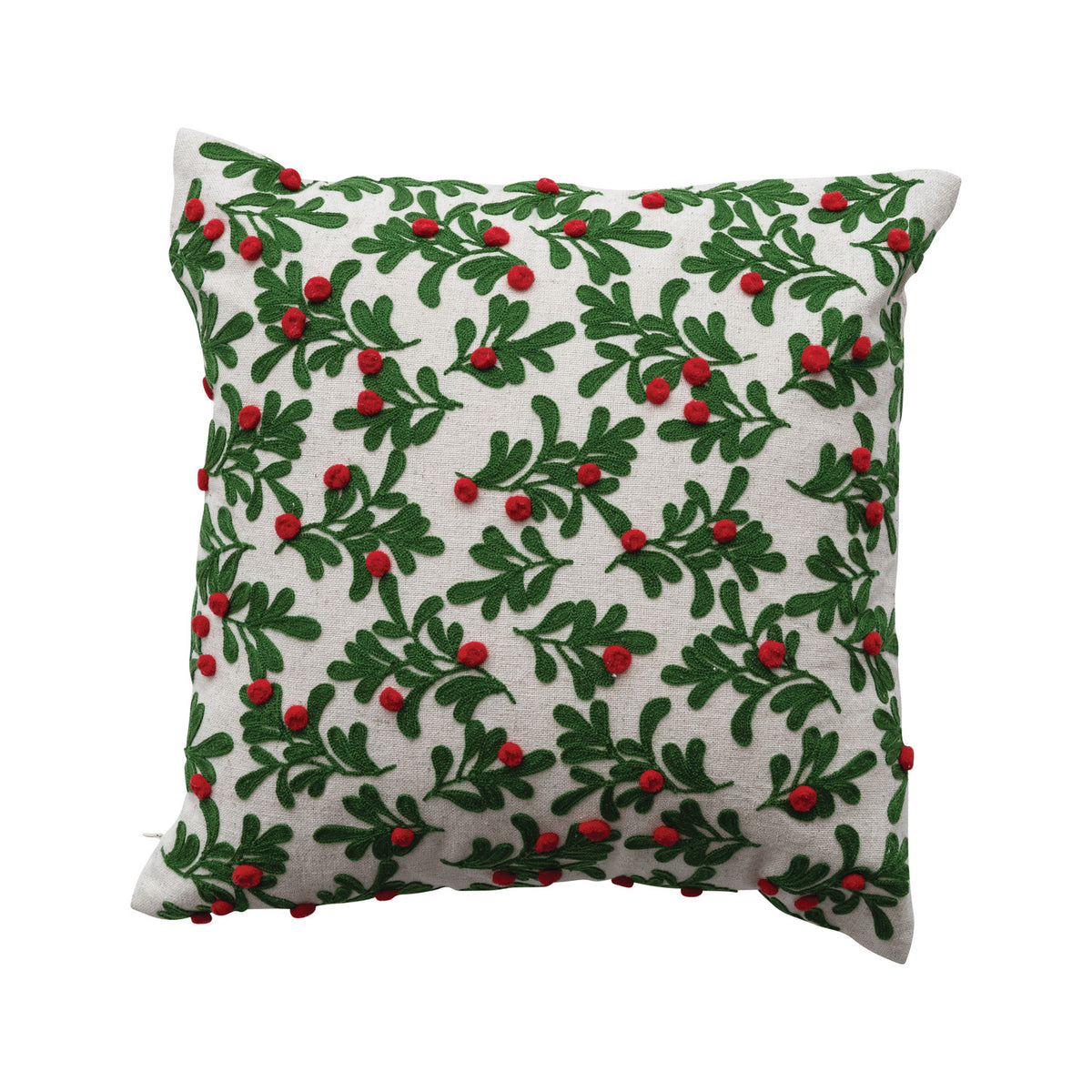 Embroidered Mistletoe Pattern Pillow, 16