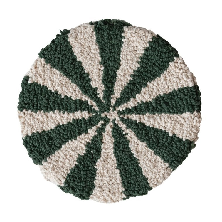 Cotton Tufted Candy Striped Trivet, Green, 8