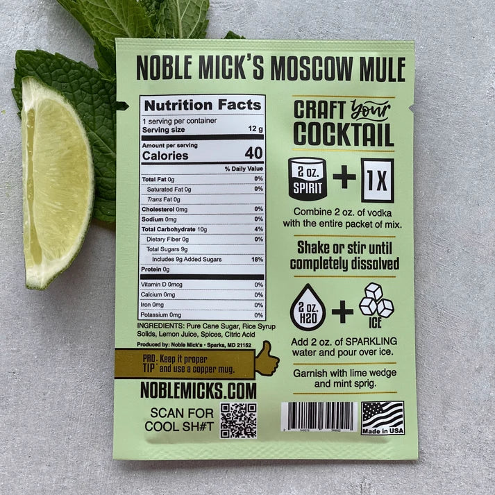 Noble Mick's Single Serve Craft Cocktail, Moscow Mule