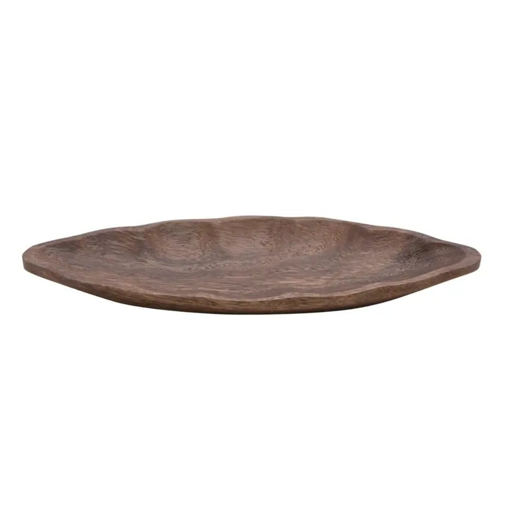 Hand-Carved Acacia Wood Leaf Shaped Dish, 4