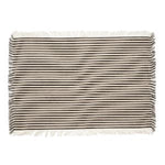 Ticking Fringe Placemats, Black, Set of Four featuring black and white striped design with fringed edges, ideal for adding a stylish touch to dining and entertaining decor. 1