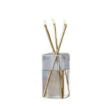 Everlasting Candle Bondi Vase Candle Holder with three slim gold candles in a clear glass vase, perfect decor and gift for kitchen, dining, or entertaining spaces. 1