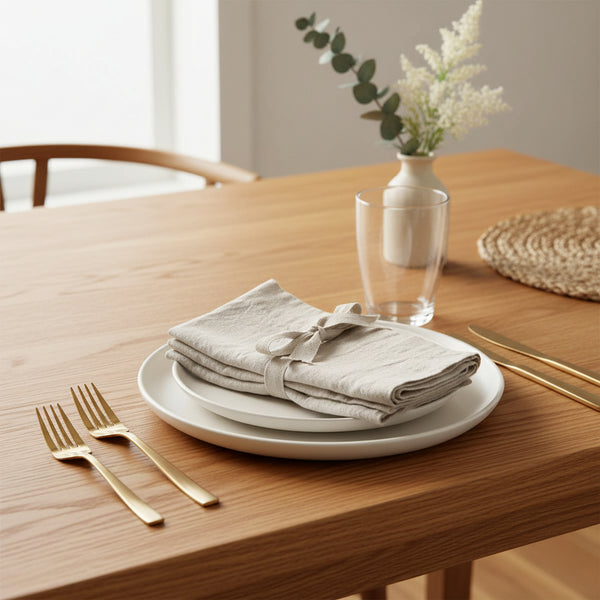 Slub Cotton Everyday Napkins, Set of Four, Sand