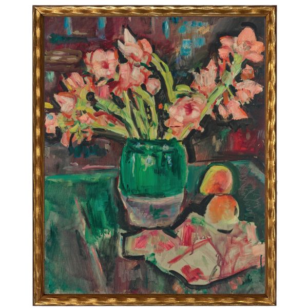 Vintage Oil Painting F Artwork, Gladioli, 16 X 20 in.