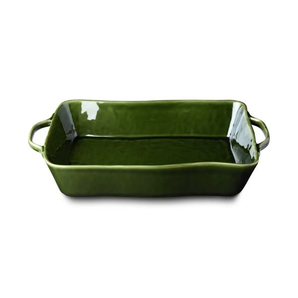 Rectangular Baker, Green, Large, 16 in. featuring a glossy green finish and sturdy handles, perfect for kitchen baking and stylish dining. Every Room Needs A Little Knotty and Board.