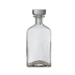 Clear Glass Decanter, 16 oz, with a textured surface and stopper, perfect for kitchen or dining decor and gifts from Knotty and Board. Every Room Needs A Little Knotty and Board. 1