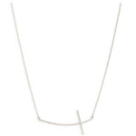 Brushed Side Cross Necklace, Silver, Large 1